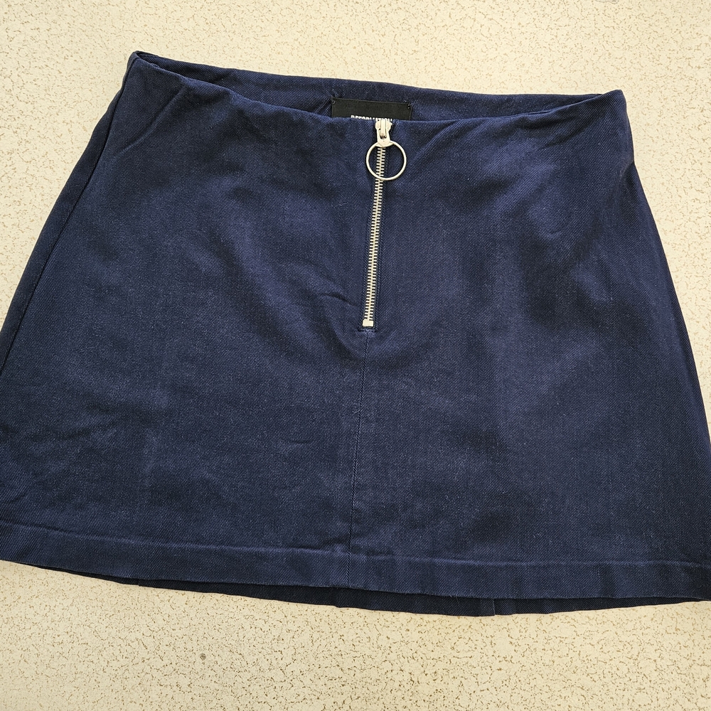 Navy Blue Zippered Women's Skirt